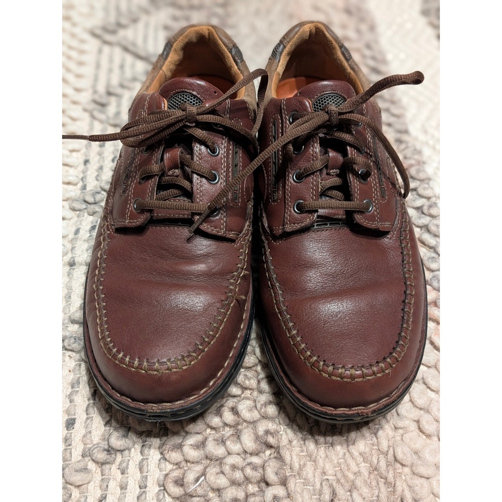 Clarks Unstructured Un.Bent Mens Brown Leather Moc Toe Oxford Shoes Size 9